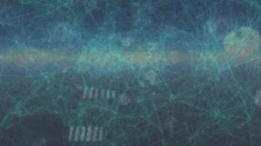 Siyah arka planda bağlantı ağının ve veri işleme ağının animasyonu. küresel sosyal medya, bağlantılar ve dijital arayüz konsepti dijital olarak oluşturulmuş video.