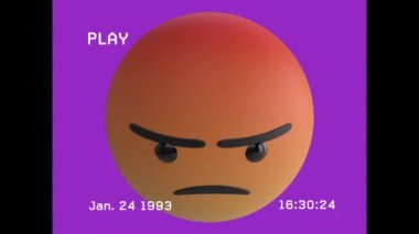 Sinirli emoji simgesinin gürültülü bir şekilde ekranda canlandırılması. küresel sosyal medya ve iletişim konsepti dijital olarak oluşturulmuş video.