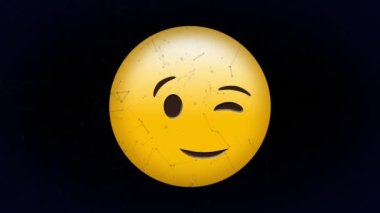 Bağlantı ağı üzerinden mutlu emoji simgesinin animasyonu. küresel sosyal medya ve iletişim konsepti dijital olarak oluşturulmuş video.