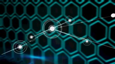 Siyah arkaplandaki bağlantı ağının canlandırılması. küresel iş, bağlantılar, veri işleme ve teknoloji konsepti dijital olarak oluşturulmuş video.