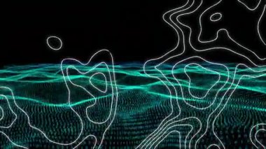 İkili kodlama üzerinde hareket eden şekillerin animasyonu. küresel sosyal medya, bağlantılar ve dijital arayüz konsepti dijital olarak oluşturulmuş video.