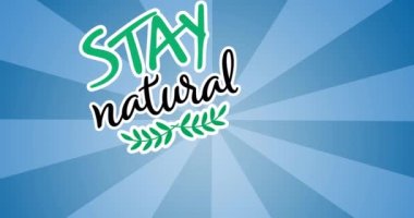 Çizgili mavi arka planda doğal metin ve logo bırakmanın animasyonu. küresel koruma ve yeşil farkındalık kavramı dijital olarak oluşturulmuş video.