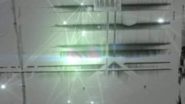 Endüstriyel iç mekanlar üzerindeki bağlantı ağlarının animasyonu. küresel gönderim ve bağlantılar konsepti dijital olarak oluşturulmuş video.