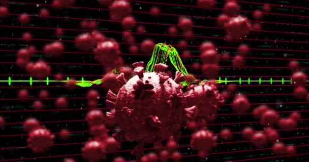 코로나 바이러스 세포를 데이터 애니메이션 세계적으로 세계적 전염병 디지털 비디오 — 비디오