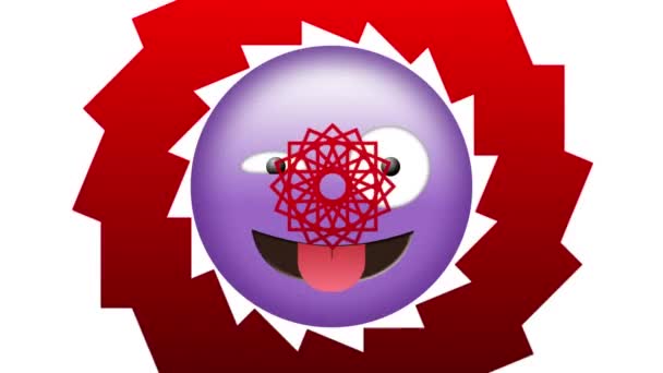 Animation Happy Emoji Icon Red Kaleidoscopic Moving Shapes Global Social — Stock Video