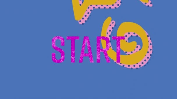 Animation Des Starttextes Über Bunten Grafiken Und Formen Hintergrund Social — Stockvideo