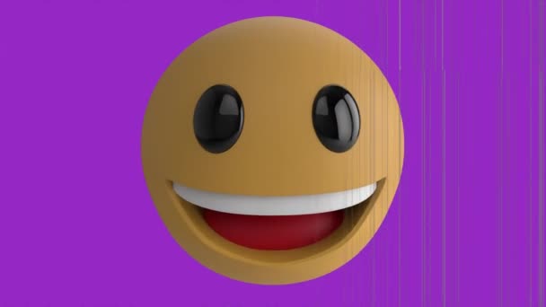 Animation Happy Emoji Icon Screen Noise Global Social Media Communication — Stock Video