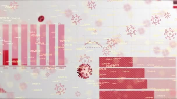 Animación Covid Celdas Texto Con Registro Estadístico Global Covid Pandemia — Vídeos de Stock