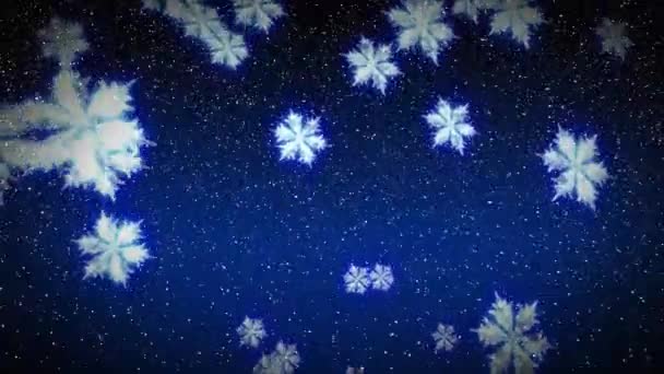 Animación Nieve Cayendo Sobre Fondo Azul Oscuro Navidad Tradición Concepto — Vídeos de Stock