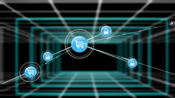 Animação Rede Conexões Fundo Preto Conceito Global Negócios Conexões Processamento — Vídeo de Stock