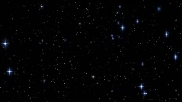 Animation End Text Glowing Stars Moving Black Background Communication Entertainment — Stock Video