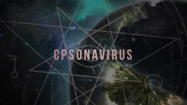 Animation Coronavirus Conspiracy Text Globe Global Covid Conspiracy Theory Medicine — Stock Video