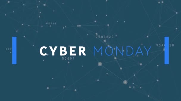 Animation Des Cyber Monday Verkaufstextes Über Netzwerke Von Verbindungen Globales — Stockvideo