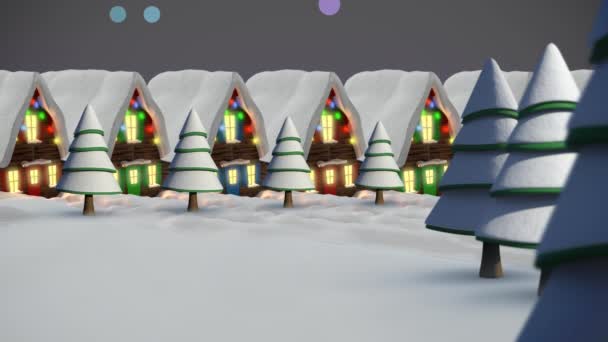 Animation Étoiles Tombant Des Lumières Colorées Sur Des Maisons Avec — Video