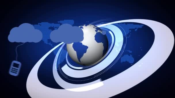 Анімація Значків Медіа Всьому Світу Глобальні Соціальні Мережі Єднання Концепція — стокове відео