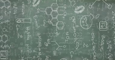 Tahtadaki matematiksel ve bilimsel çizimler ve formüllerin resmi. dijital arayüz küresel bağlantı ve dijital olarak oluşturulan bilim konsepti.