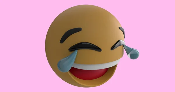 Imagen Icono Emoji Lol Riéndose Sobre Fondo Rosa Con Confeti —  Fotos de Stock