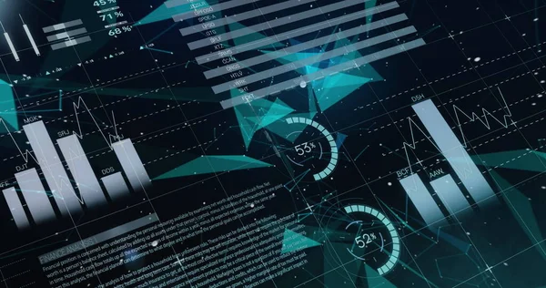 Beeld Van Digitale Interface Met Grafieken Gegevensverwerking Een Netwerk Van — Stockfoto