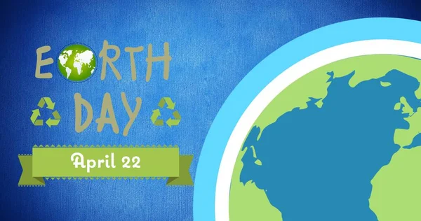 Mavi Arkaplandaki Dünya Günü Metin Küresinin Bileşimi Küresel Koruma Dünya — Stok fotoğraf