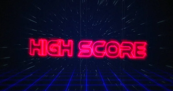 Obrázek Retro High Score Text Glitching Blue Red Squares Black — Stock fotografie