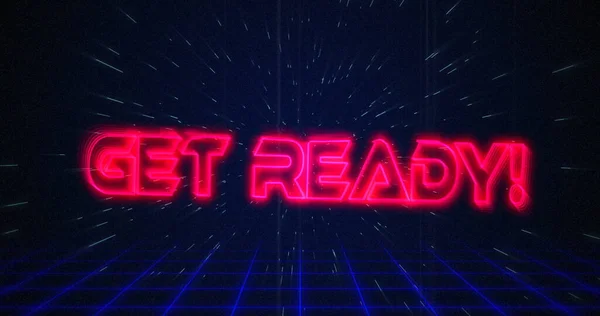 Kép Retro Get Ready Szöveg Glitching Felett Kék Piros Négyzetek — Stock Fotó