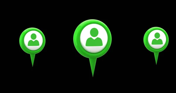 Цифровое Изображение Зеленой Карты Значком Профиля Посередине Фоне Черного Экрана — стоковое фото