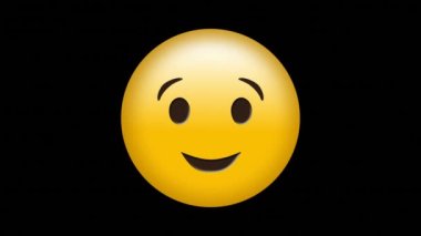 Kırmızı hareketli noktalar üzerinde mutlu emoji simgesi animasyonu. küresel sosyal medya ve iletişim konsepti dijital olarak oluşturulmuş video.