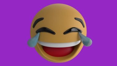 Kırmızı ışık izleri üzerinde mutlu emoji ikonu animasyonu. küresel sosyal medya ve iletişim konsepti dijital olarak oluşturulmuş video.