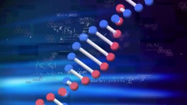 Veri işleme üzerindeki DNA iplikçiklerinin animasyonu. küresel sağlık, ilaç ve sağlık hizmetleri kavramı dijital olarak üretilen video.