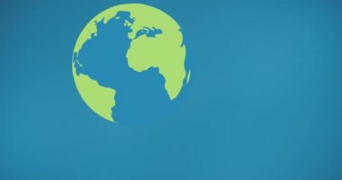 Mavi arka planda yüzen yeşil kürenin animasyonu. küresel koruma ve yeşil farkındalık kavramı dijital olarak oluşturulmuş video.