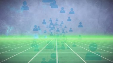 Mavi arkaplandaki bağlantı ağının canlandırılması. küresel sosyal medya, bağlantılar ve dijital arayüz konsepti dijital olarak oluşturulmuş video.