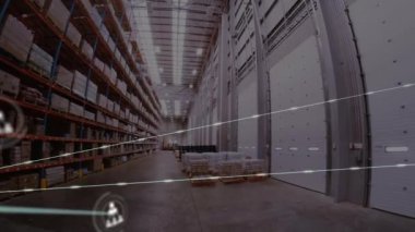 Depo üzerinden bağlantı ağının animasyonu. küresel gönderim ve bağlantılar konsepti dijital olarak oluşturulmuş video.