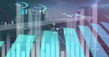 Sunucu odasında veri işleme animasyonu. küresel iş, bağlantılar, veri işleme ve teknoloji konsepti dijital olarak oluşturulmuş video.