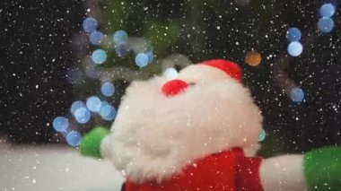 Noel Baba 'nın üzerine yağan kar animasyonu. Noel, gelenek ve kutlama konsepti dijital olarak oluşturuldu.