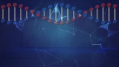 DNA iplikçiklerinin bağlantı ağı üzerinden animasyonu. küresel sosyal medya, bağlantılar ve dijital arayüz konsepti dijital olarak oluşturulmuş video.