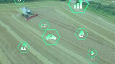 Dijital simgelerin saha üzerinde canlandırılması. küresel dijital arayüz, veri işleme ve teknoloji konsepti dijital olarak oluşturulmuş video.