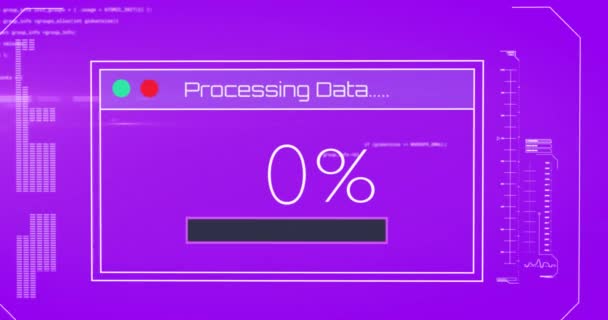 Animation Der Datenverarbeitung Auf Violettem Hintergrund Globale Soziale Medien Verbindungen — Stockvideo
