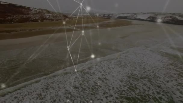 Animatie Van Netwerken Van Verbindingen Het Landschap Wereldwijde Verbindingen Digitale — Stockvideo