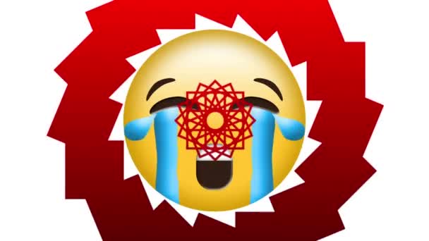 Animace Smutné Emoji Ikony Nad Pohybující Červené Kaleidoskopické Tvary Globální — Stock video