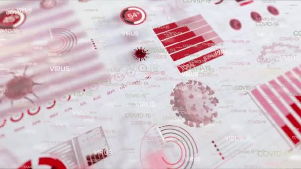 Animação Células Vívidas Texto Com Registro Estatístico Conceito Global Pandemia — Vídeo de Stock