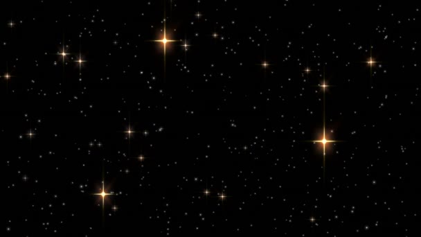 Animation Fin Text Glowing Stars Black Background Communication Entertainment Digital — Stock Video