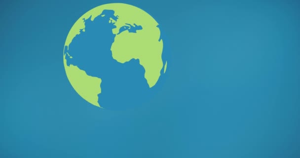 Animation Globe Vert Flottant Sur Fond Bleu Concept Global Conservation — Video