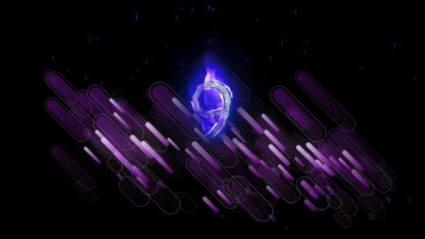 Animation Purple Flaming Number Purple Fireworks Black Background Celebration Event — Stock Video