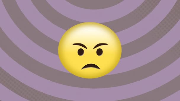 Animation Angry Emoji Striped Background Social Media Communication Concept Digitally — Stock Video