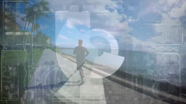 남자가 데이터 애니메이션 글로벌 스포츠 데이터 디지털 비디오 — 비디오