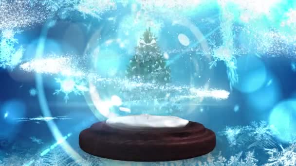 Animation Sapin Noël Décoré Globe Neige Avec Des Flocons Neige — Video