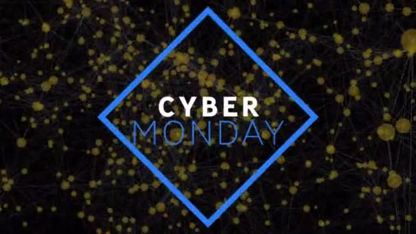 Animatie Van Cyber Maandag Verkoop Tekst Netwerken Van Verbindingen Wereldwijd — Stockvideo