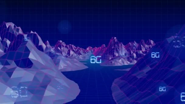 Dağların Üzerinde Metnin Animasyonu Küresel Bağlantılar Veri Işleme Teknoloji Konsepti — Stok video