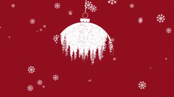 雪が降る冬の風景のアニメーション クリスマス お祝いのコンセプトをデジタルで — ストック動画