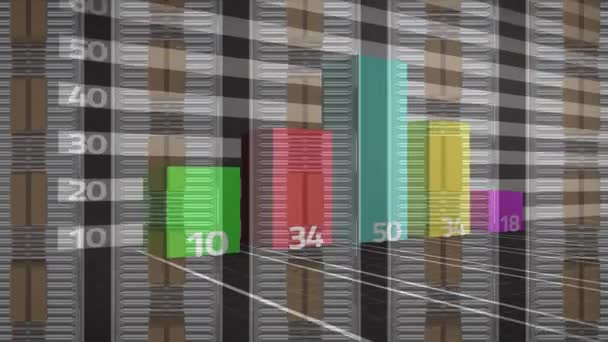 Animation Statistik Behandling Papkasser Transportbånd Global Forsendelse Forbindelser Koncept Digitalt – Stock-video